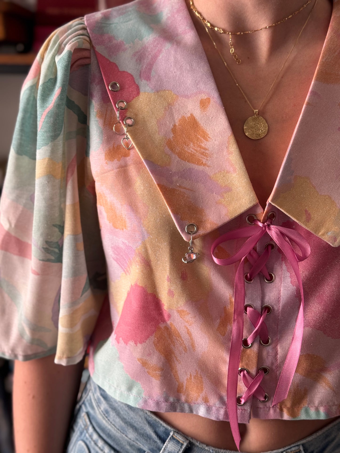Customizable - Front Tie Top + Collar + Charms