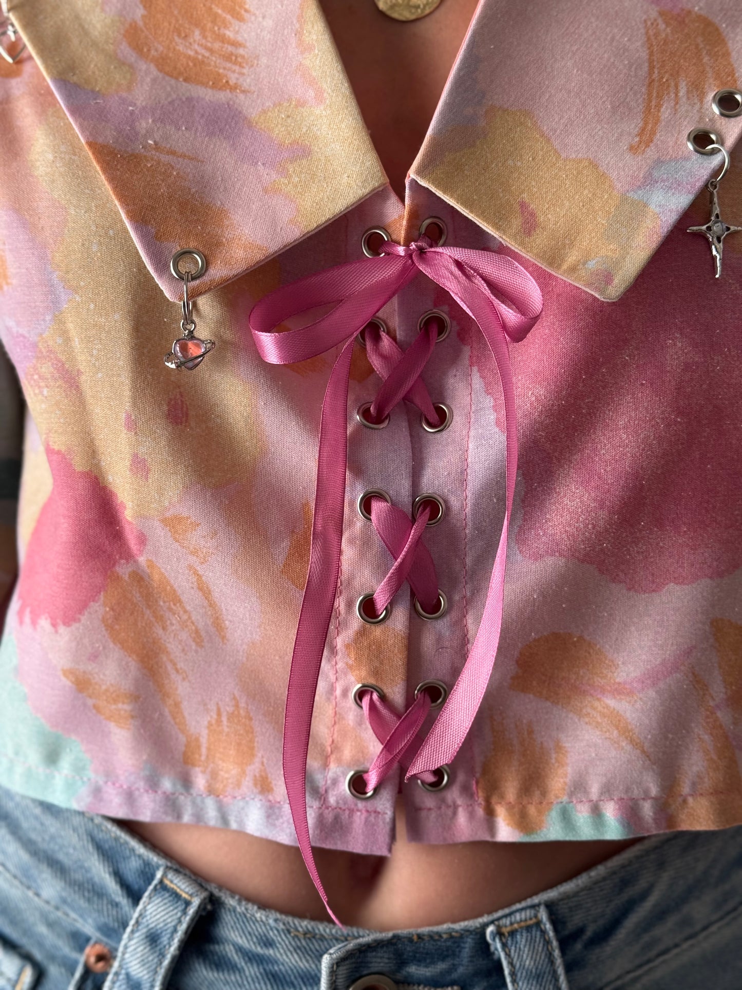 Customizable - Front Tie Top + Collar + Charms